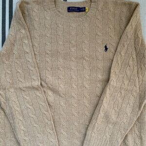 Ralph Lauren Camel Cable Knit Crewneck Sweater